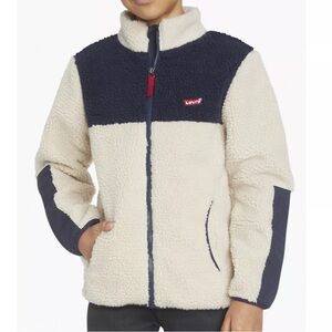 Levi’s Colorblock Sherpa Jacket Big Boys Sz L 12-13 yrs NWT full zip pockets